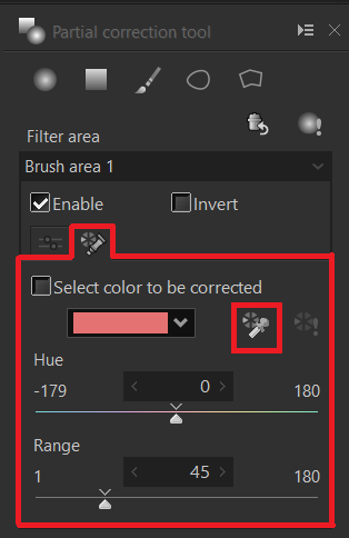 Select color to be corrected 1-3ctrl