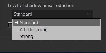 Level of shadow noise reduction 1-3