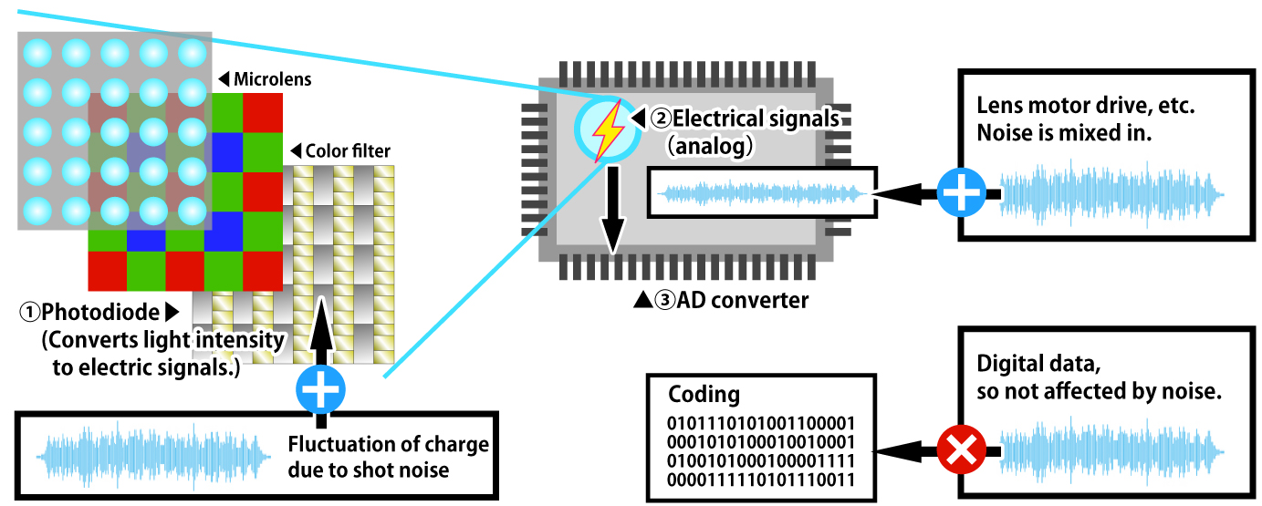 “Noise in the analog circuit” generated on the image sensor